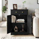 Floor Storage Cabinet with Drawer and Adjustable Shelf