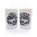 Floral Skull Tattoo Style Art Salt and Pepper Shakers | Food-Safe Ceramic Seasoning Dispensers
