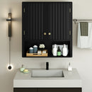 Fluted Bathroom Wall Cabinet with Open Shelf