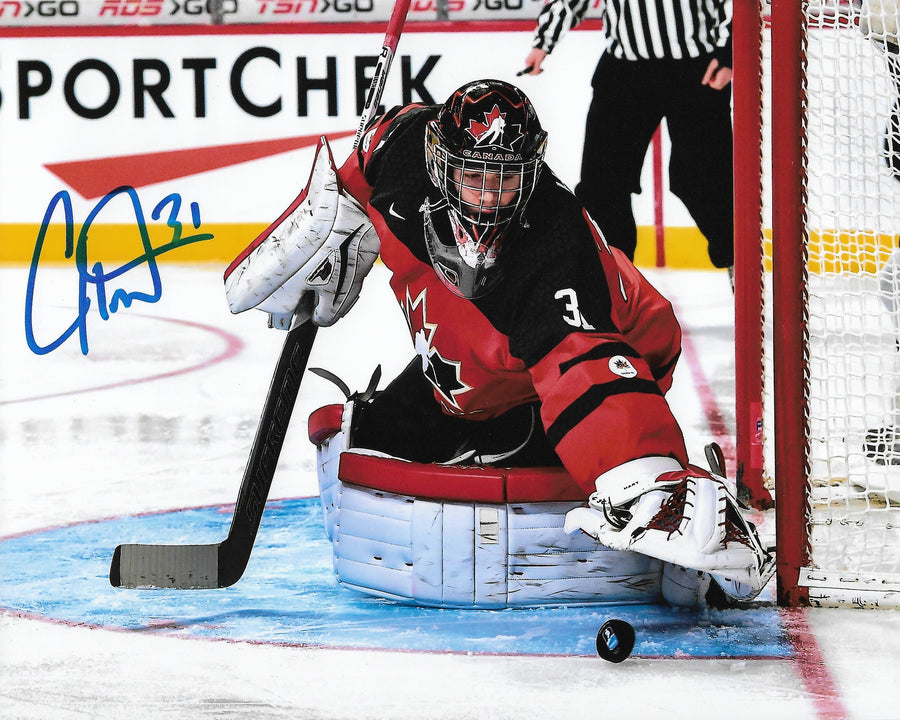 Carter Hart Philadelphia Flyers In Goal for Team Canada Autographed 16