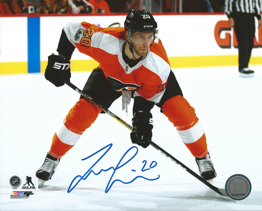 Taylor Leier Faceoff Philadelphia Flyers Autographed Hockey Photo