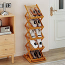 Foldable Bamboo Magazine Rack with 5 Tiers and 2 Positions