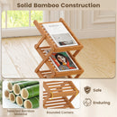 Foldable Bamboo Magazine Rack with 5 Tiers and 2 Positions