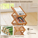 Foldable Bamboo Magazine Rack with 5 Tiers and 2 Positions