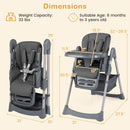 Foldable High Chair with 7-Level Height Adjustment - Gray