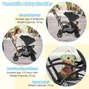 Foldable Twin Tandem Stroller Sit and Stand Double Stroller with Adjustable Handle Bar-Black