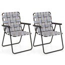 2 Pieces Folding Beach Chair Camping Lawn Webbing Chair