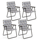 2 Pieces Folding Beach Chair Camping Lawn Webbing Chair
