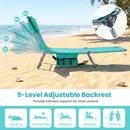 Folding Beach Lounge Chair with Adjustable Backrest for Lawn