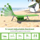 Folding Beach Lounge Chair with Adjustable Backrest for Lawn