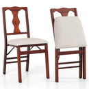 Folding Chairs Set of 2 Upholstered Dining Chairs with Comfy Padded Seats-Brown
