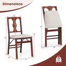 Folding Chairs Set of 2 Upholstered Dining Chairs with Comfy Padded Seats-Brown