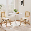 Folding Dining Chairs Set of 4 Rubber Wood Chairs with Linen Padded Seat