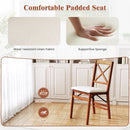 Folding Dining Chairs Set of 2 with Padded Seat and Rubber Wood Frame