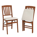 Folding Dining Chairs Set of 2 with Padded Seat and Rubber Wood Frame