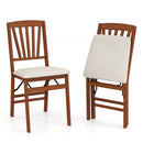 Folding Dining Chairs Set of 2 with Padded Seat and Rubber Wood Frame