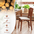 Folding Dining Chairs Set of 2 with Padded Seat and Rubber Wood Frame