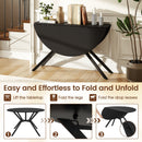 Folding Dining Table 47 Inch Extendable Round Kitchen Table with Drop Leaves