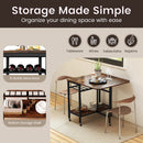 Folding Dining Table with Expandable Laptop with Wine Rack and Wheels-Rustic Brown