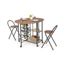 3 Pieces Folding Dining Table and Chair Set-Rustic Brown