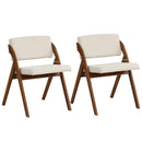 Set of 2 Folding Kitchen Dining Chairs with Rubber Wood Legs