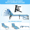Beach Chaise Lounge Chair with Face Hole and Removable Pillow-Blue & Green