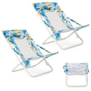 Folding Low Beach Chair Set of 2 Patio Sling Chairs with Padded Head Pillow