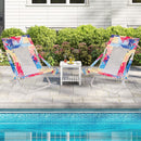 Folding Low Beach Chair Set of 2 Patio Sling Chairs with Padded Head Pillow