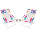 Folding Low Beach Chair Set of 2 Patio Sling Chairs with Padded Head Pillow