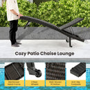 Folding Rattan Chaise Lounge Set of 2 with Adjustable Backrest