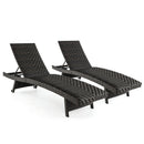 Folding Rattan Chaise Lounge Set of 2 with Adjustable Backrest