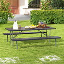 Folding Picnic Table Set with Metal Frame and All-Weather HDPE Tabletop Umbrella Hole