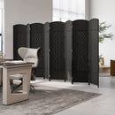8-Panel Folding Room Divider with Hand-Woven Texture and Solid Wood Frame
