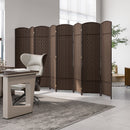 8-Panel Folding Room Divider with Hand-Woven Texture and Solid Wood Frame
