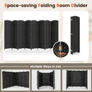 8-Panel Folding Room Divider with Hand-Woven Texture and Solid Wood Frame