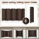8-Panel Folding Room Divider with Hand-Woven Texture and Solid Wood Frame