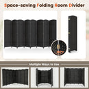 8-Panel Folding Room Divider with Hand-Woven Texture and Solid Wood Frame