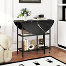 Folding Round Dining Table with Lockable Wheels