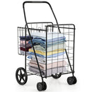 Folding Shopping Cart for Laundry with Swiveling Wheels and Dual Storage Baskets