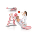 3-in-1 Folding Slide Playset with Basketball Hoop and Small Basketball