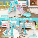 3-in-1 Folding Slide Playset with Basketball Hoop and Small Basketball