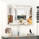 Frameless Bathroom Wall Mounted Mirror Cabinet with 3 Doors and Adjustable Shelves