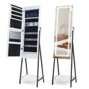 LED Standing Jewelry Mirror Cabinet with 3-Color Lighted Full-Length Mirror