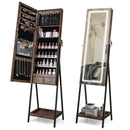 LED Standing Jewelry Mirror Cabinet with 3-Color Lighted Full-Length Mirror