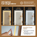 LED Standing Jewelry Mirror Cabinet with 3-Color Lighted Full-Length Mirror
