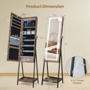 LED Standing Jewelry Mirror Cabinet with 3-Color Lighted Full-Length Mirror
