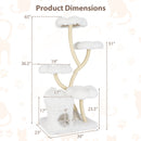 Freestanding Cat Tower with four Flower-shaped Platforms and Sisal Scratching Posts