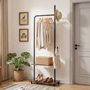 Freestanding Clothing Rack with Wheels and Storage Shelves for Entryway and Bedroom