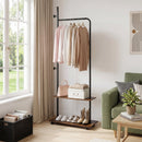 Freestanding Clothing Rack with Wheels and Storage Shelves for Entryway and Bedroom