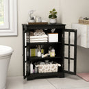Freestanding Display Storage Cabinet with 2 Glass Doors and Adjustable Shelves